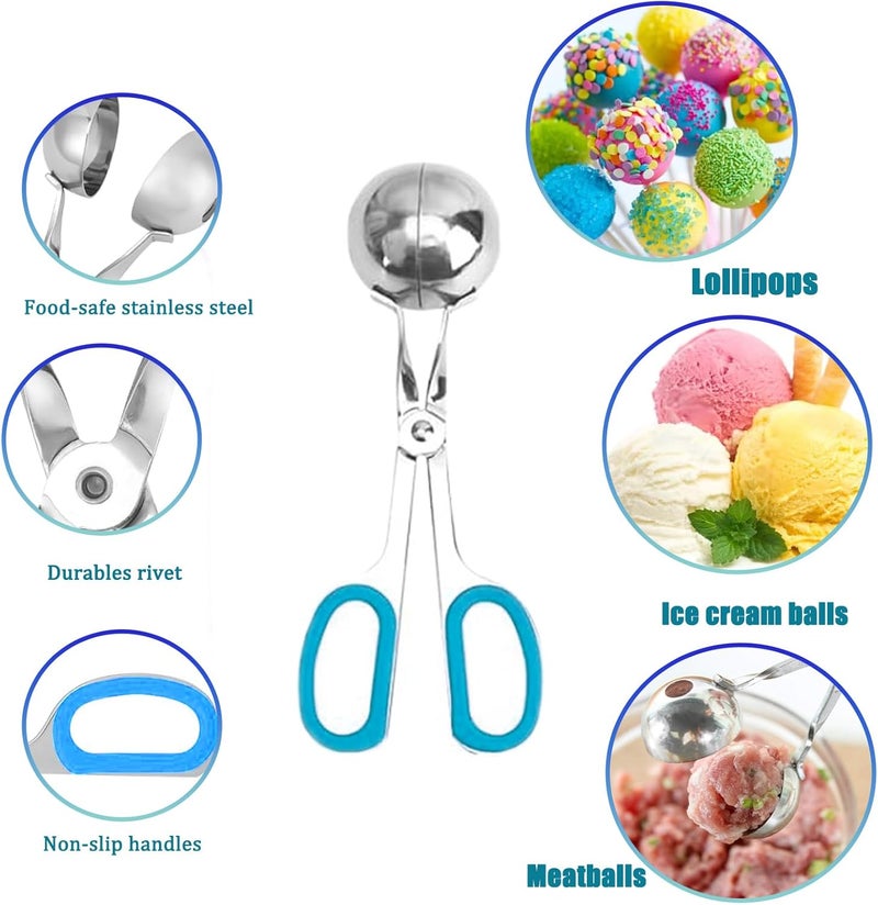 YIICUZP 606Pcs Cake Pop Kit,Silicone Lollipop Molds Including Lollipop Sticks,Measuring Cup,Treat Bags,Twist Ties,Decorating Pen,Meat Baller with Handles,Round Mold,Lollipop, Candy,Display Stand Holder(Blue) - Image 3